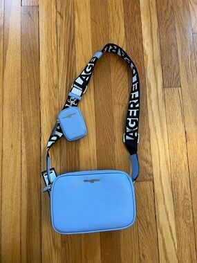 Karl Lagerfeld Sky Blue Crossbody Bag with Logo Strap